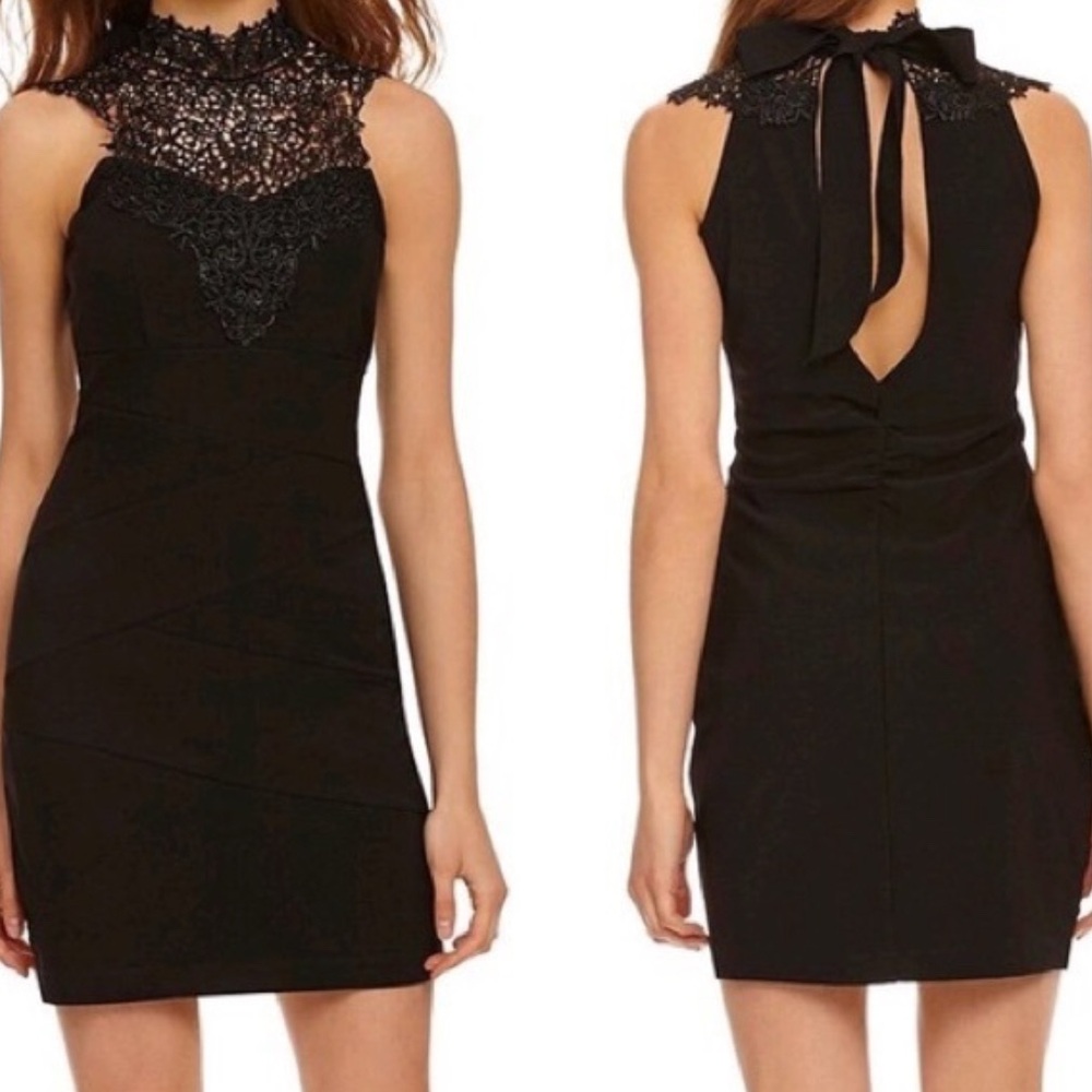 Le Chateau Black Halter Bodycon Mini Dress